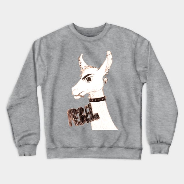 Rebel Llama Crewneck Sweatshirt by DrawingWithMagic